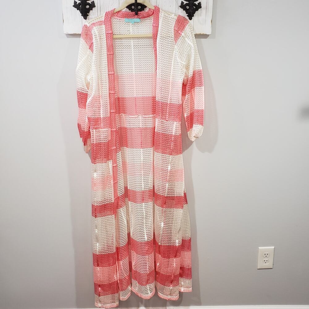 Melissa Odabash Drew Stripe Cover Up Dress Small Pink White Missing Belt